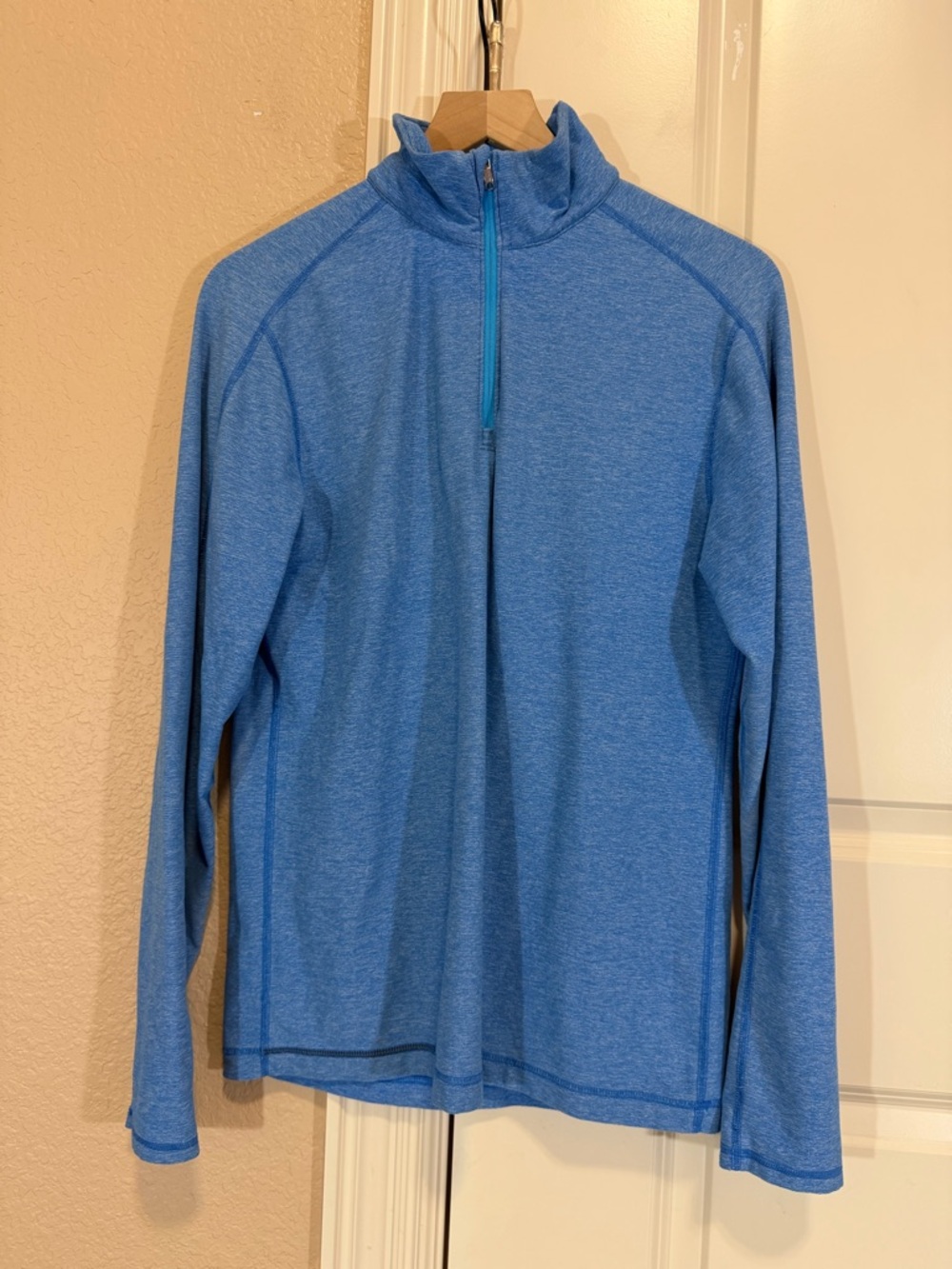 Lululemon Surge Warm 1/2 Zip Heathered Lakeside Blue / Kayak Blue